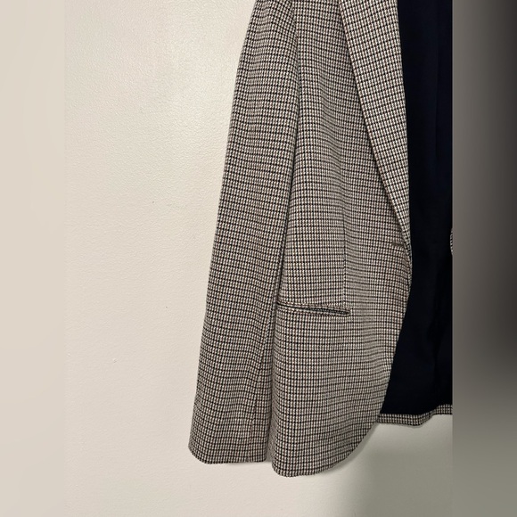Theory Staple Houndstooth Eco Knit Brown Slim Fit Academia Preppy Blazer Sz 2 - Picture 4 of 8